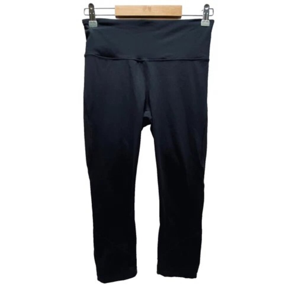 Kirkland Signature Cropped Leggings Women’s Small Black Reflective Stretch EUC